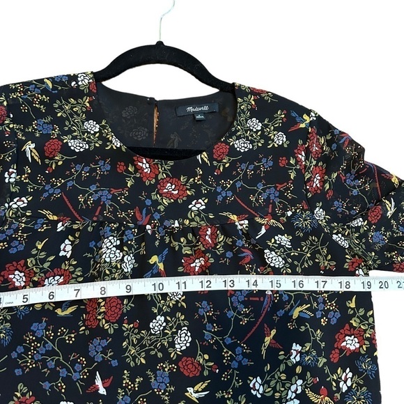 MADEWELL Sheer-Sleeve Ruffle Peplum Top in Finch Floral - Picture 12 of 13